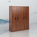 New Chinese Style Solid Wood Wardrobe 3d model