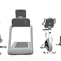 Various Fitness Equipment For Home Gym Including Treadmill Elliptical And Bike