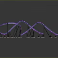 Curved Sculptural Track Structure With Purple Blue Rails And Black Supports