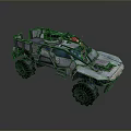 Rugged Off Road Car With Large Tires And Roof Mounted Gear