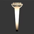Shiny Gold Ring With Large Central Diamond And Surrounding Small Diamonds Simple Design 3d model