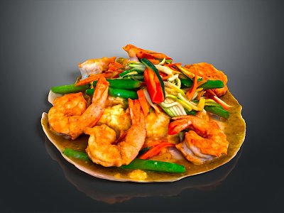 Shrimp Fried Shrimp Lobster Shrimp Tail Lobster Meat Lobster Dinner Stone Grotesque Stone 3d model