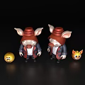 Cute Reptile Dolls Wearing Red Hats With Smiley Balls