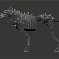 Futuristic Mechanical Dog With Metal Spikes And Black Orange Robotic Design