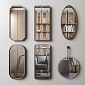 Multiple Modern Decorative Wall Mirrors with Various Shapes and Interior Reflections