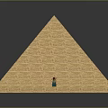 Scenic View of Ancient Pyramid with Stone Bricks Entrance and Reflective Base