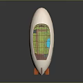 Futuristic Airship Vehicle Design With White Body Orange Tail Fins And Transparent Glass Top