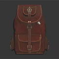 Stylish Vintage Leather Backpack With Multiple Pockets And Metal Buckles Design