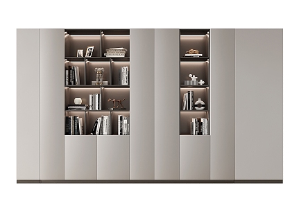 Bookcase Books Ornaments 3d model