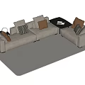 Multi-person sofa double sofa 3d model