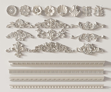 French carved plaster line 3d model