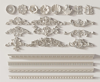 French carved plaster line 3d model