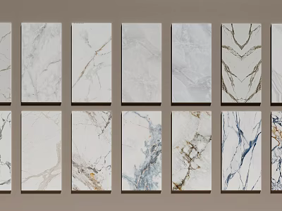 Display Of Various Natural Marble Tiles With Different Patterns And Textures 3d model