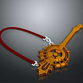 Guitar Shaped Golden Metal Necklace With Red String For Daily Use Decorative Accessory