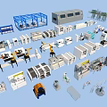Industrial Plant Featuring Diverse Manufacturing Machinery Robotic Arms and Production Tools