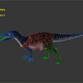 Realistic Theropod Dinosaur 3D Model With Open Mouth Sharp Teeth Standing Pose 3d model