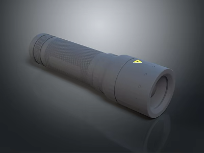 Portable Gray Digital Flashlight With Cylindrical Design Textured Grip And Yellow Indicator 3d model