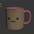 Brown Ceramic Mug With Simple Face Design Having Black Dot Eyes And Line Mouth