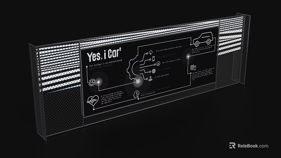 Yes I Car Automotive Display Board With Diagrams Gear And Car Illustrations 3d model 