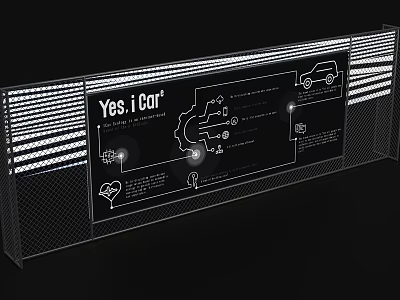 Yes I Car Automotive Display Board With Diagrams Gear And Car Illustrations 3d model