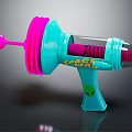 Colorful Blue And Pink Space Gun Toy With Transparent Chamber And Alien Design