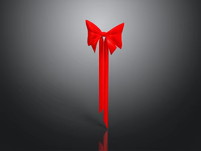 Realistic Style Red Ribbon Ribbon Bow Ribbon Gloss Ribbon Grey Background Elegant Decorative Concise Design High Quality Ribbon Realistic 3d model