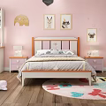 Cozy Kids Room Interior Design With Pink Walls Animal Paintings Colorful Rug And Wooden Floor
