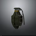Green Military Grenade Weapon Classic Design With Metal Ring And Textured Surface