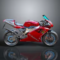Red Sports Motorcycle With Modern Design Blue Windshield And Sleek Body