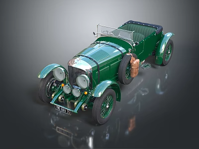 Vintage Green Convertible Car With Retro Design And Classic Details 3d model