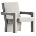 Brown Velvet Single Sofa With Modern Minimalist Design And Square Arms