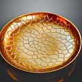 Golden Oval Tray Featuring Intricate Cracked Texture For Home Decor Use