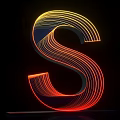 3D Letter S Design With Neon Colorful Lines On Black Background