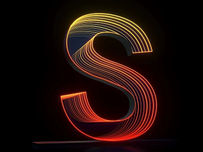 Abyss Mirror S Melasagna Letter Cyber Red DP Cube Gradient Led Neon Light 3d model