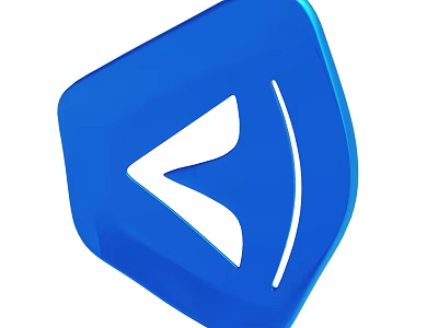Blue Geometric Icon With White Design Element Modern Symbol Illustration 3d model