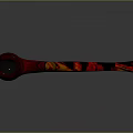 Handcrafted Tobacco Pipe With Red And Yellow Striped Surface And Curved Long Stem