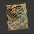 Garden Landscape Model With Colorful Terrain Green Vegetation And Blue Water Area