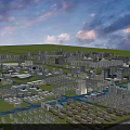 Birds Eye View Urban Planning With City Layout Buildings Road Network And Waterfront
