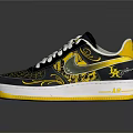 Nike Air Force 1 Navy Yellow White Spider Web Design Sneakers