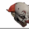 Scary Clown Mask With White Face Red Nose Sharp Teeth And Exaggerated Expression