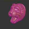 Golden Lion Head Sculpture With Shiny Metallic Surface 3D Rendered Design On Dark Background