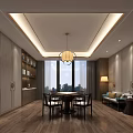 New Chinese Chess and Card Room Mahjong Table Sofa Coffee Table Chandelier 3d model