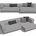 Light Gray Modern Sectional Sofa With Decorative Throw Pillows And Comfortable Design 3d model