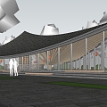 Modern Curve Exhibition Hall Art Museum Exhibition Center Village Architecture Expo Curved Sloping Roof Building 3d model