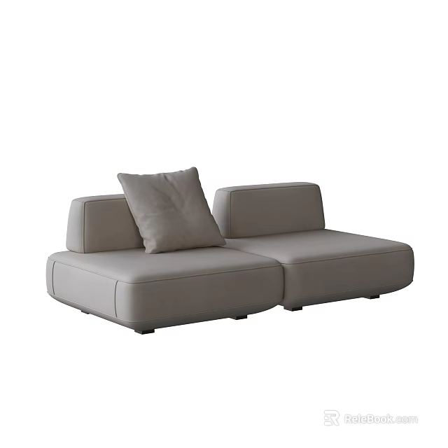 Light Gray Modern Sectional Sofa With Comfortable Cushion And Sleek Design 3d model