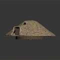 Traditional Dome Shaped Earthen Building with Grass Covered Surface Top Opening and Grilled Door