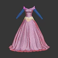 Elegant Princess Blue Gown With White Shoulder Accent Sheer Long Sleeves And Full Skirt