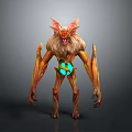 Fantasy Plant Creature With Orange Skin And Blue Glowing Body Features