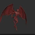 Red Demon Mythical Creature With Menacing Appearance Large Wings Horns And Tail
