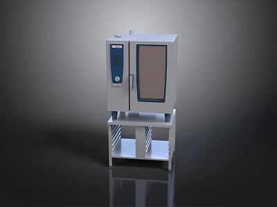 Commercial Electric Oven With White Design Glass Door And Metal Shelves 3d model